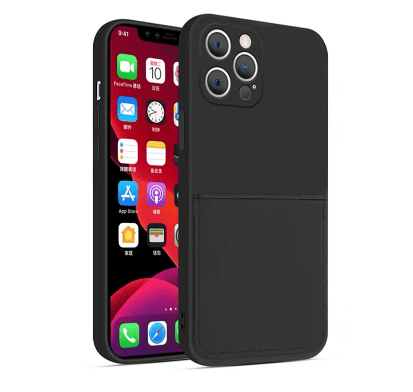 Silikon Case mit Kartenfach iPhone 12 Pro Max - Black