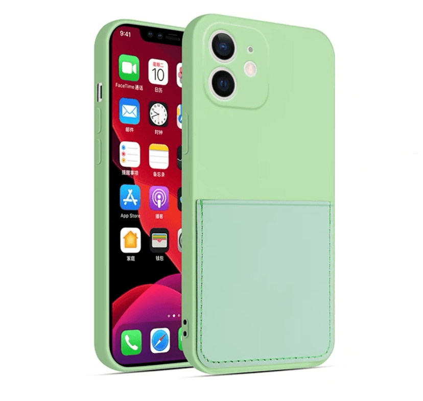 Silikon Case mit Kartenfach iPhone 12 mini - Green