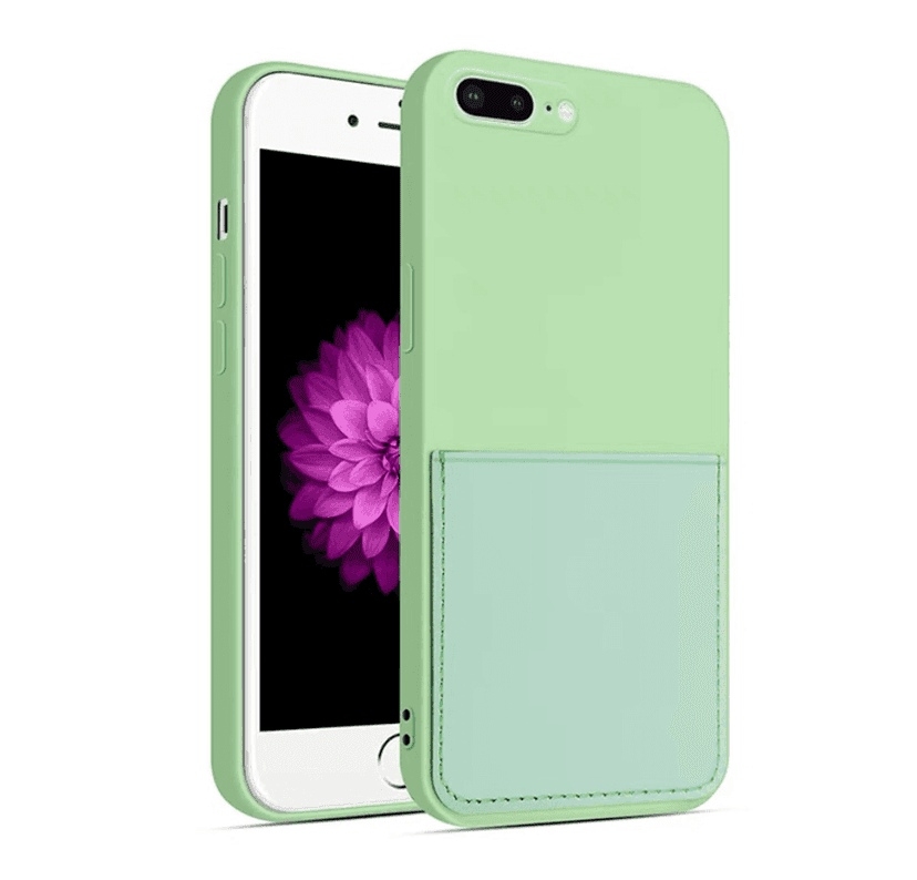 Silikon Case mit Kartenfach iPhone 7 Plus 8 Plus - Green