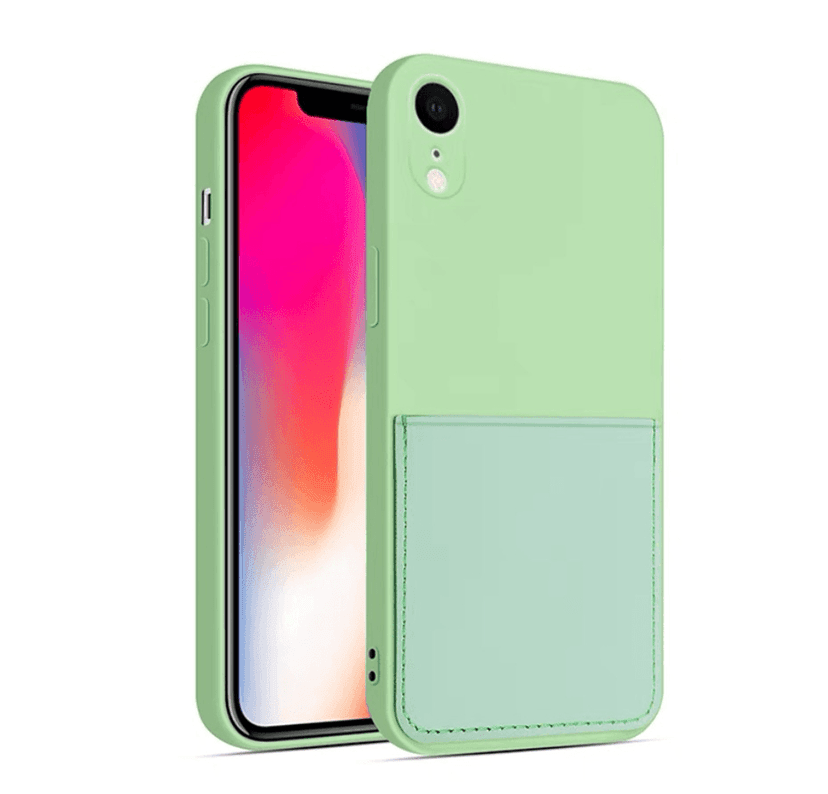 Silikon Case mit Kartenfach iPhone XR - Green