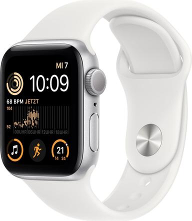 Apple Watch Se 40 Mm 2022 Silver Sportarmband Weiss