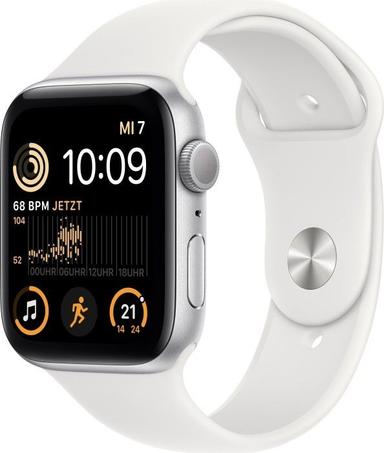 Apple Watch Se 44 Mm 2022 Silver Kunststoff Weiss