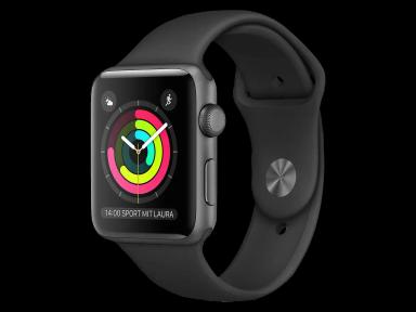 Apple Watch Series 3 38mm 2017 Black Sportarmband Grau