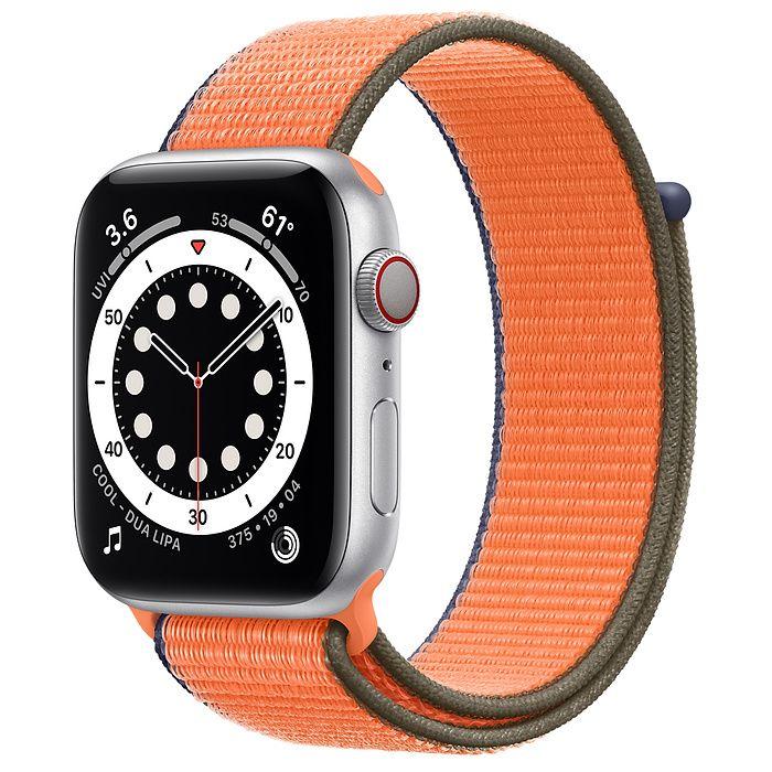 Apple Watch Series 6 Aluminium 44 Mm 2020 Silver Sport Loop Orange
