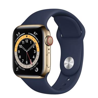 Apple Watch Series 6 Edelstahl 40 Mm 2020 Gold Sportarmband Dunkelblau