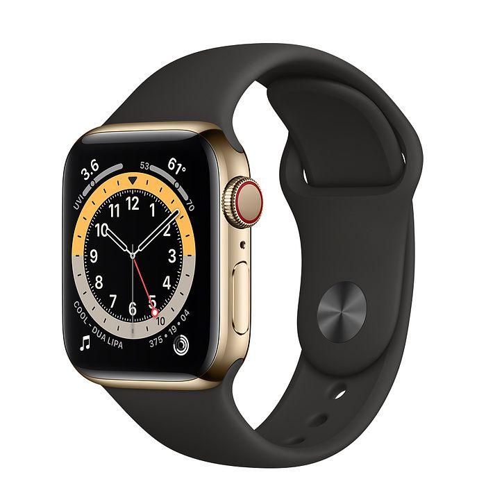 Apple Watch Series 6 Edelstahl 44 Mm 2020 Gold Sportarmband Schwarz
