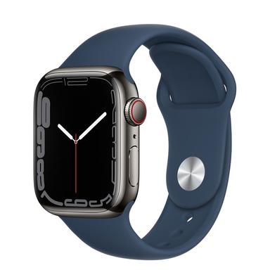 Apple Watch Series 7 Edelstahl 41 Mm 2021 Graphite Sportarmband Dunkelblau