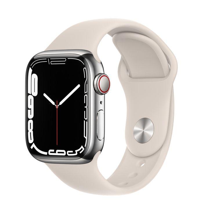 Apple Watch Series 7 Edelstahl 41 Mm 2021 Silver Sportarmband Beige