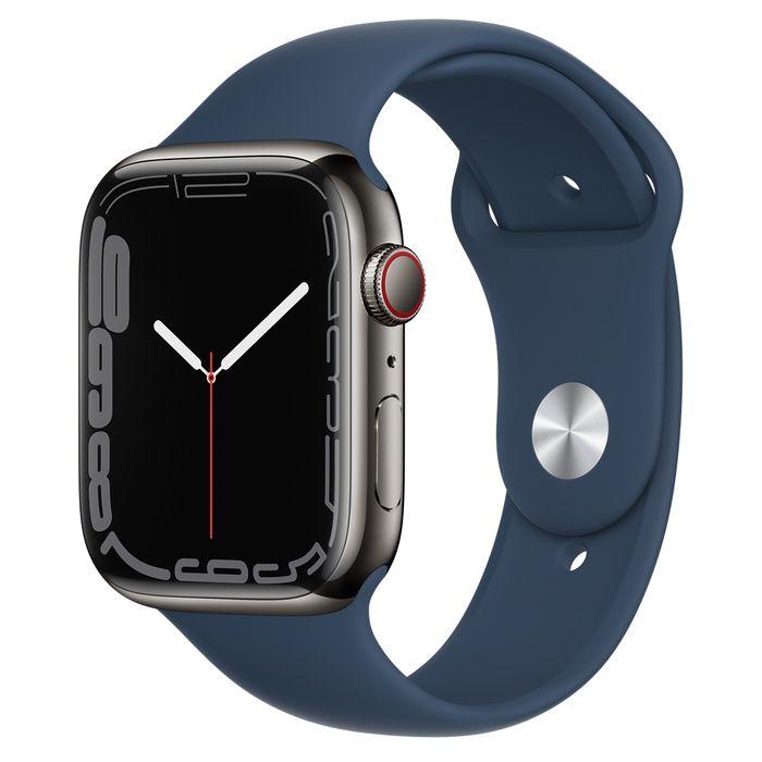 Apple Watch Series 7 Edelstahl 45 Mm 2021 Graphite Sportarmband Blau