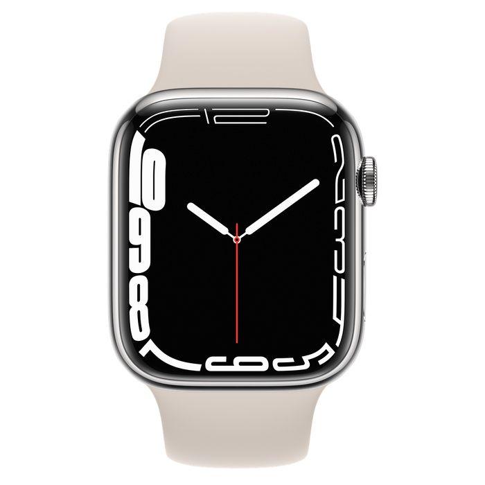 Apple Watch Series 7 Edelstahl 45 Mm 2021 Silver Sportarmband Beige