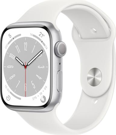 Apple Watch Series 8 Aluminium 45 Mm 2022 Silver Sportarmband Weiss