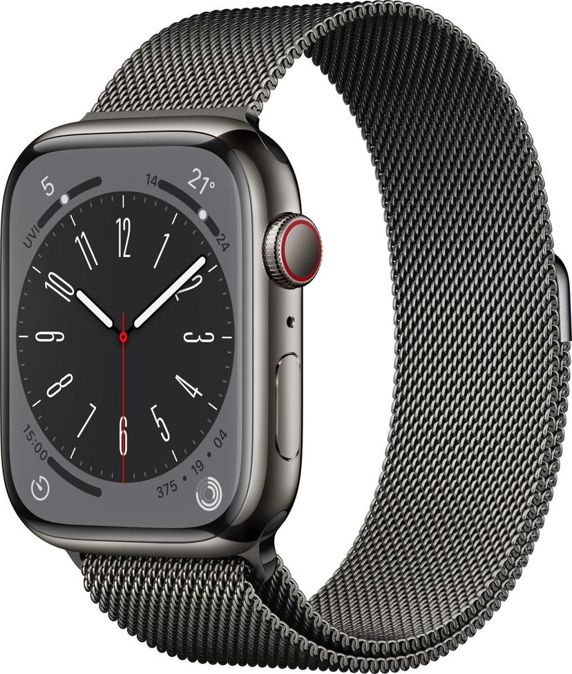 Apple Watch Series 8 Edelstahl 41 Mm 2022 Graphite Milanaise Armband Grau