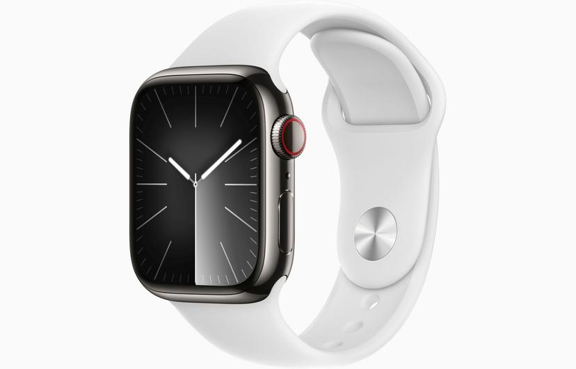 Apple Watch Series 8 Edelstahl 41 Mm 2022 Graphite Sportarmband Weiss
