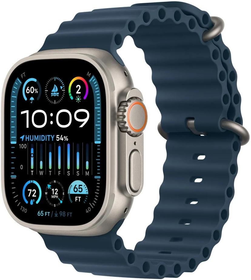 Apple Watch Ultra 49mm 2022 Silver Ocean Armband Blau